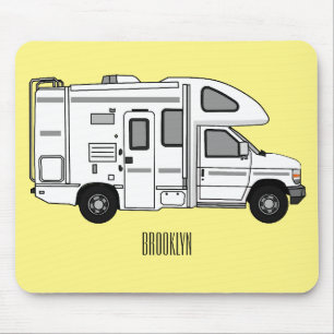 Campervan cartoon illustration mouse pad