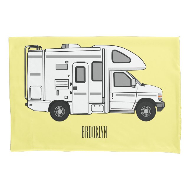 Campervan cartoon illustration pillowcase (Front)