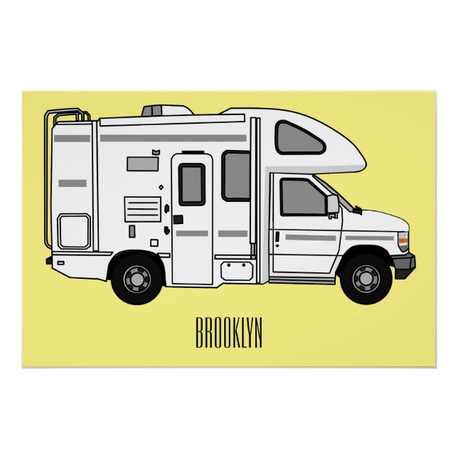 Campervan cartoon illustration poster (Front)