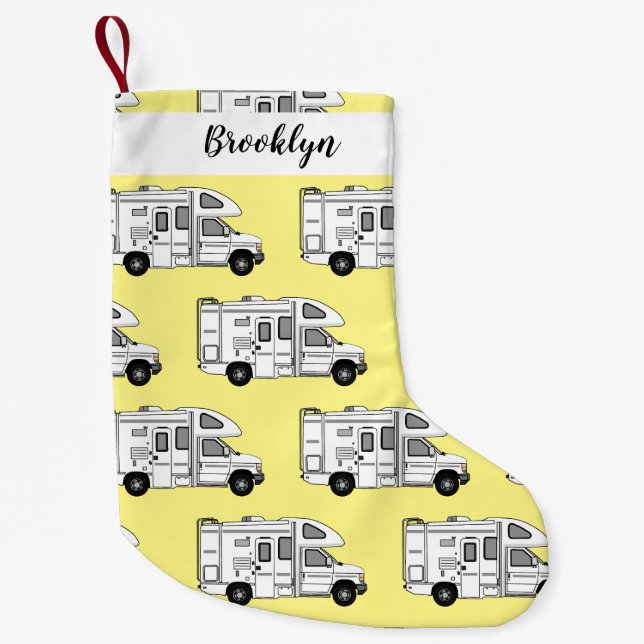 Campervan cartoon illustration small christmas stocking (Front)