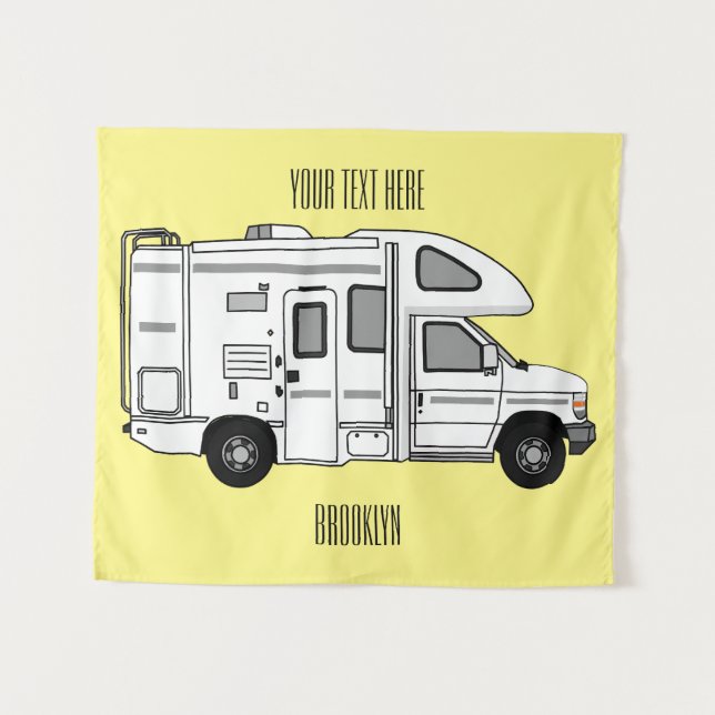 Campervan cartoon illustration tapestry (Front (Horizontal))
