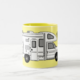 Campervan cartoon illustration Two-Tone coffee mug