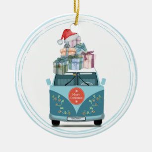 Campervan Christmas Ceramic Ornament