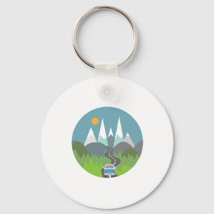 Campervan in the Mountains Key Ring