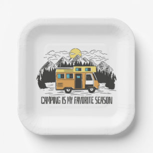 Campervan Mountain Retreat Paper Plate