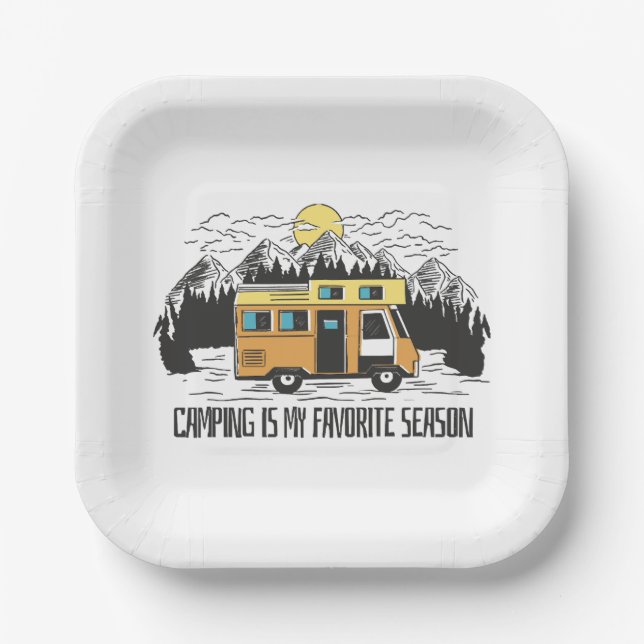 Campervan Mountain Retreat Paper Plate (Front)