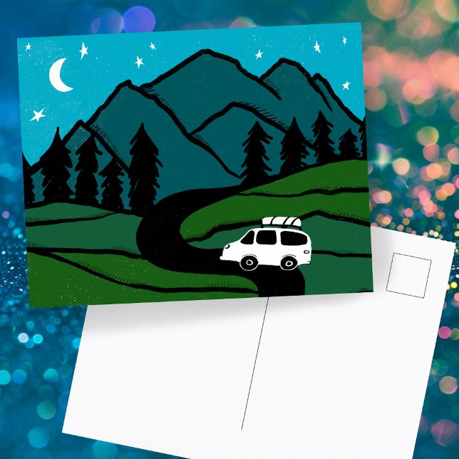 Campervan Mountains Vanlife RV Moon Postcard (Campervan Mountains Vanlife RV Moon Postcard
)