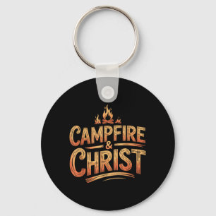 Campfire and Christ Christian Camping Faith Cross Key Ring
