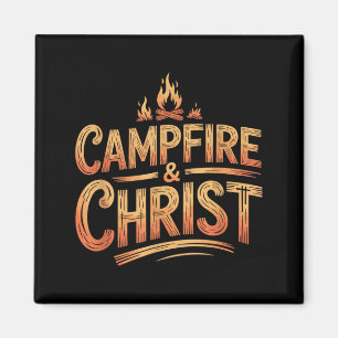 Campfire and Christ Christian Camping Faith Cross Magnet