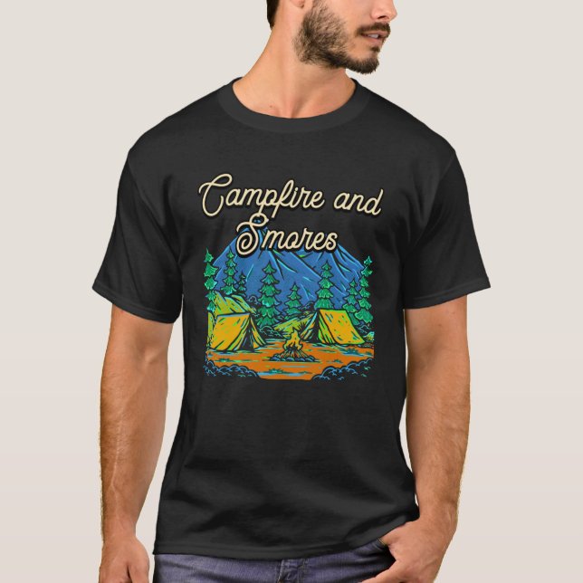 Campfire and Smores Foodie Camping Food Camper T-Shirt (Front)