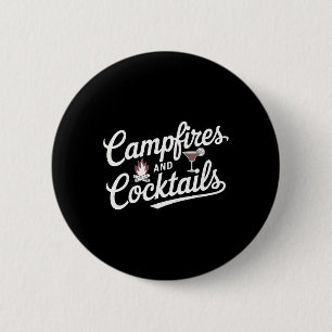 Campfire And Tails Summer Camping Graphic Design 6 Cm Round Badge
