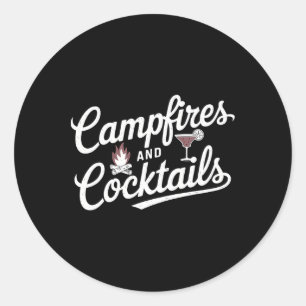 Campfire And Tails Summer Camping Graphic Design Classic Round Sticker