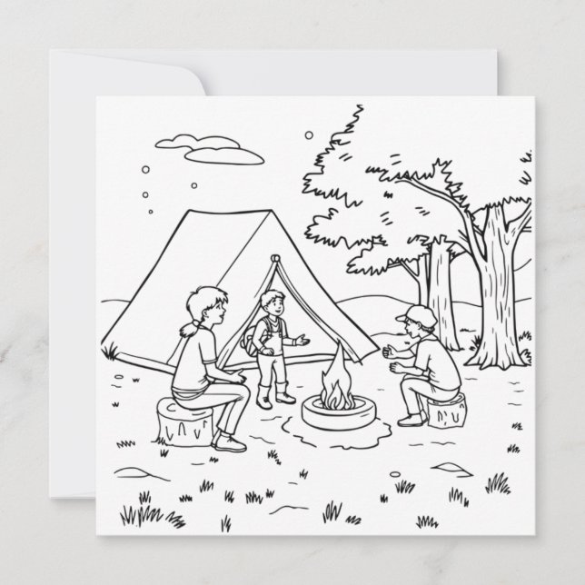 Campfire and Tent | Colouring Page (Front)