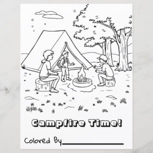 Campfire and Tent   Colouring Page