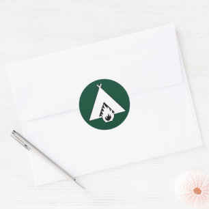 Campfire and Tent Symbol Classic Round Sticker