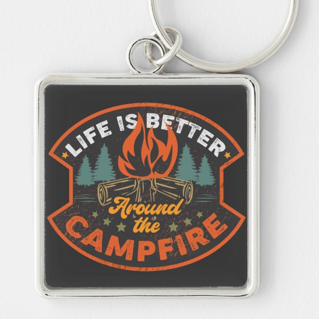 Campfire Badge Word Art Large Key Ring (Front)