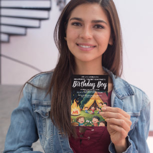 Campfire Birthday Party Gathering Invite Postcard