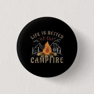 Campfire Camping Design 3 Cm Round Badge