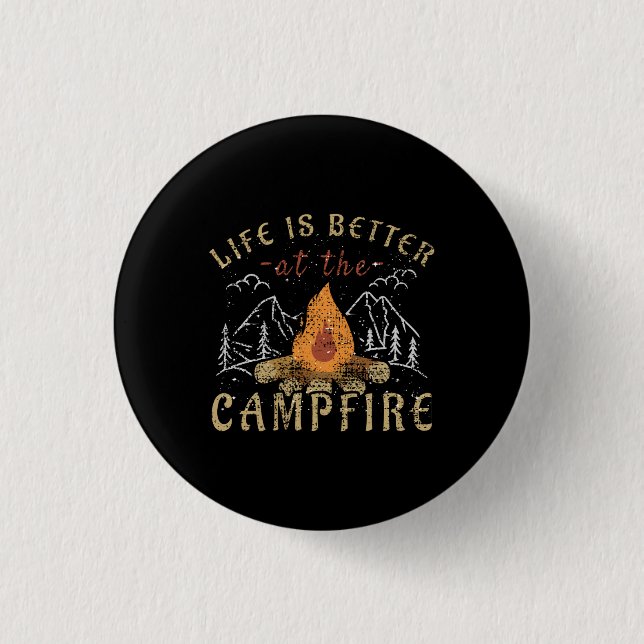 Campfire Camping Design 3 Cm Round Badge (Front)