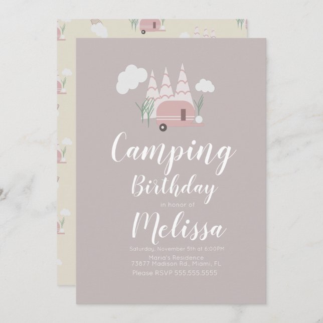 Campfire Camping Outdoor Birthday Boho Invitation (Front/Back)