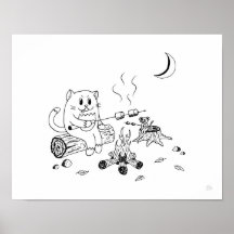 Campfire Cat & Mouse Art Print 100318