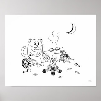 Campfire Cat & Mouse Art Print 100318
