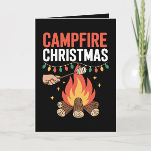Campfire Christmas Marshmallow Roast Fire Lights Card