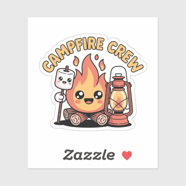 Campfire Crew Cute Camping Friends Badge (Sheet)