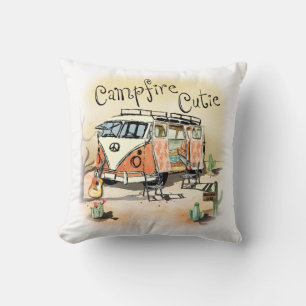 Campfire Cutie Vintage Camping Cushion
