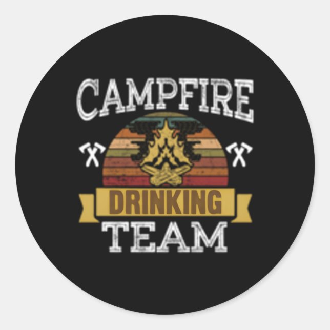 Campfire Drinking Team Camg Camper Classic Round Sticker (Front)