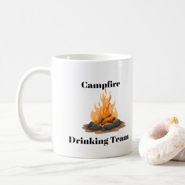 Campfire Drinking Team on a  Coffee Mug (With Donut)