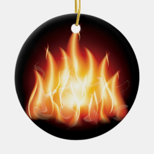 Campfire Flame Fire Ceramic Ornament (Front)