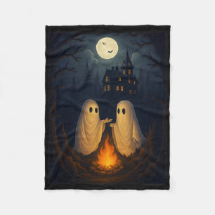 Campfire Ghost Shirt Haunted Forest Bonfire Cute  Fleece Blanket