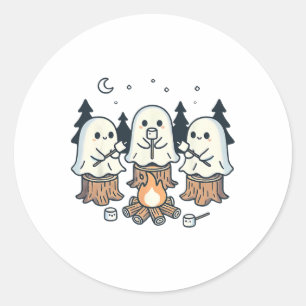 Campfire Ghost Spooky Marshmallow Halloween Bonfir Classic Round Sticker
