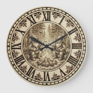 Campfire Gnomes Wooden Wall Clock