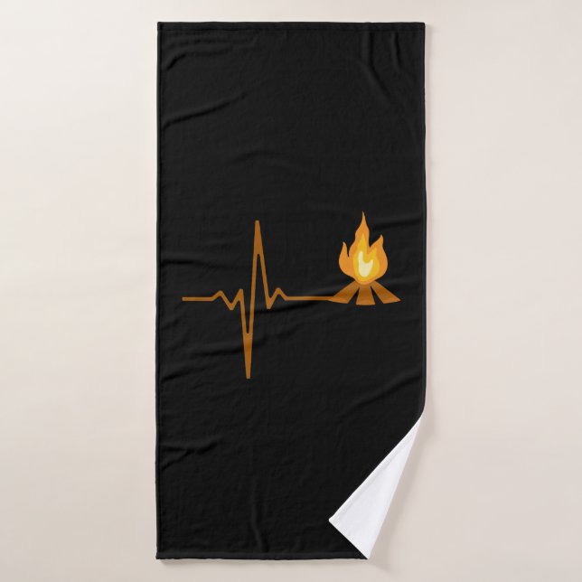 Campfire Heartbeat Camping Bath Towel (Bath Towel)