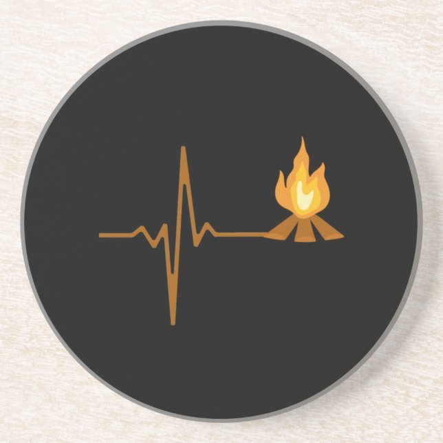 Campfire Heartbeat Camping Coaster (Front)