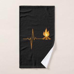 Campfire Heartbeat Camping Hand Towel