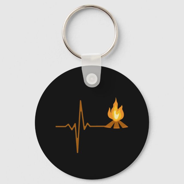 Campfire Heartbeat Camping Key Ring (Front)