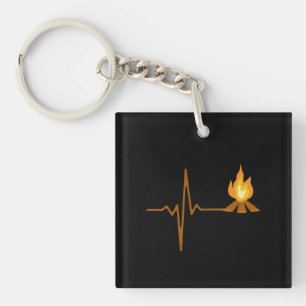Campfire Heartbeat Camping Key Ring