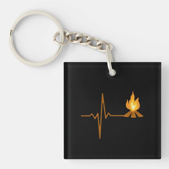 Campfire Heartbeat Camping Key Ring (Front)