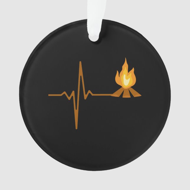 Campfire Heartbeat Camping Ornament (Front)