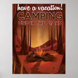 Campfire in the forest. poster