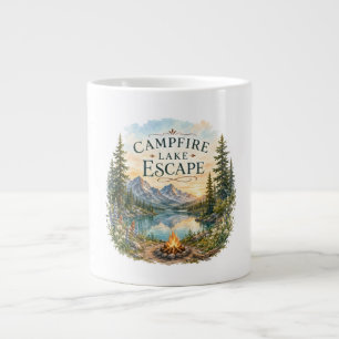 Campfire Lake Escape Mountain Wilderness Camping  Large Coffee Mug