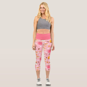 campfire marshmallow chocolate smores pink capri leggings