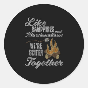 Campfire Marshmallows Better Together Distressed V Classic Round Sticker