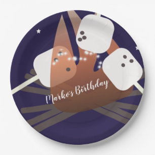 Campfire Marshmallows Stars Camping Outdoor Paper Plate