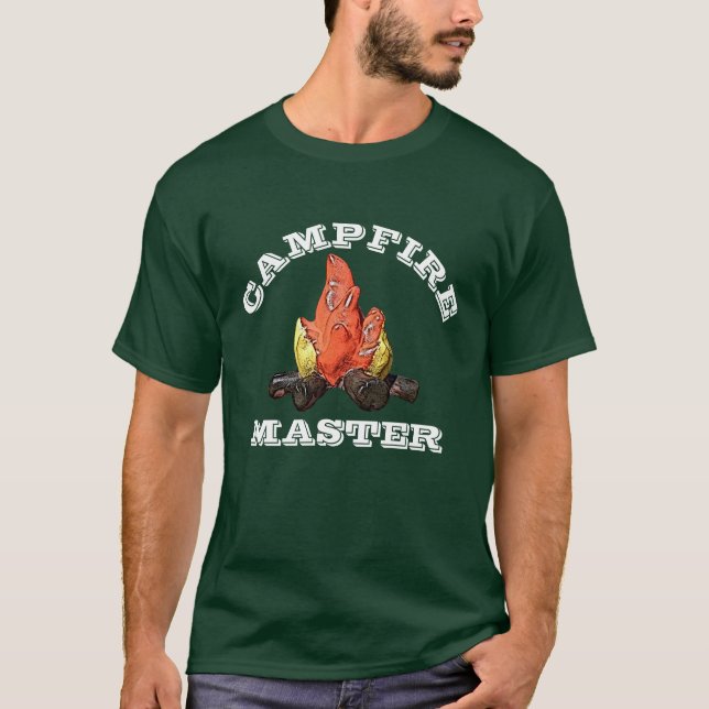 Campfire Master Camping Fire Custom Text T-Shirt (Front)