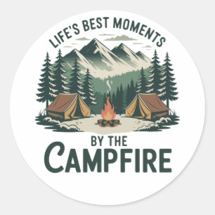 Campfire Moments Sticker Retro Camping Tent