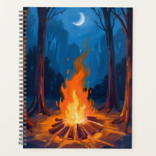 Campfire Moon Nature Watercolor Painting Planner